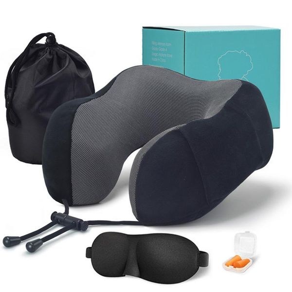 

pillow j u shaped memory foam neck pillows soft slow rebound long travel breathable support cervical spine natural latex