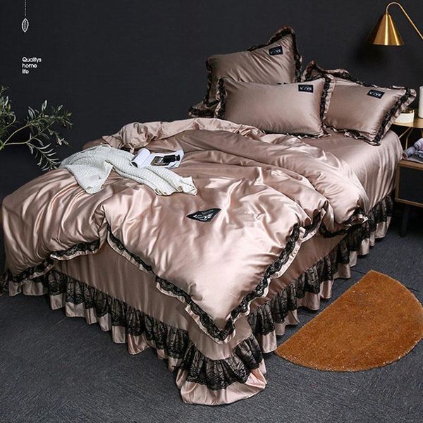 

bedding sets juego de ropa cama encaje, funda edredÃ³n sedosa lujo para lavado, suave dormitorio y almohada, juegos