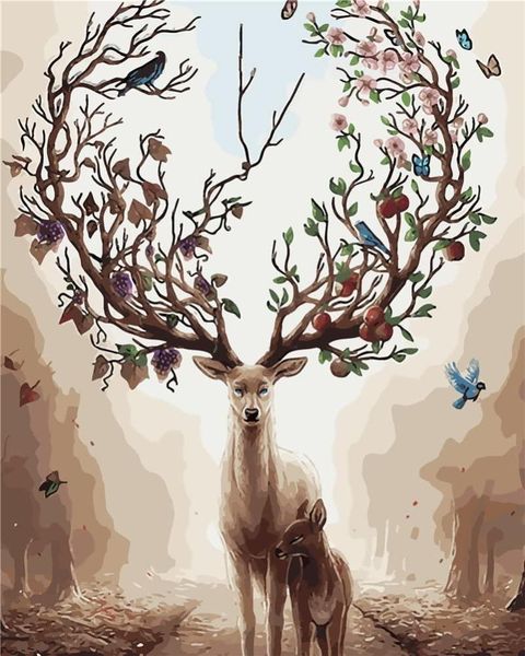 

diy oil colorful sika deer painting by numbers with frame for adults acrylic paint kits pictures by numbers for bedroom wall