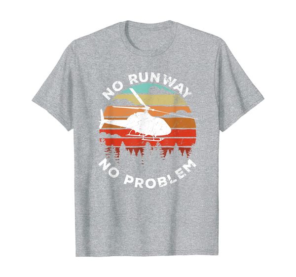

helicopter no runway no problem funny pilot vintage retro t-shirt, White;black