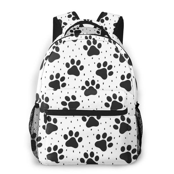 

backpack teenager bookbag travel bag cats paws and black dots for lapschool bags