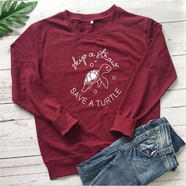 

women's hoodies & sweatshirts save the ocean planet sweatshirt cute turtle vegetarian pullovers women long sleeve graphic vegan ethical, Black