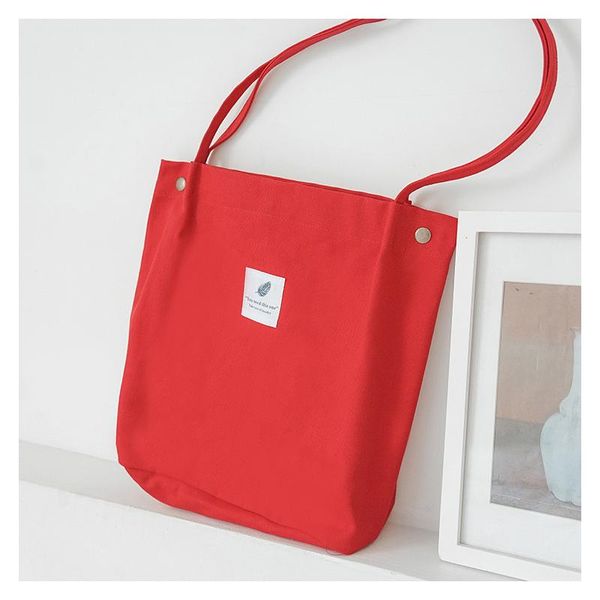 

women canvas bag red tote cotton environmental reusable foldable shopping bag female shoulder handbag lady school books