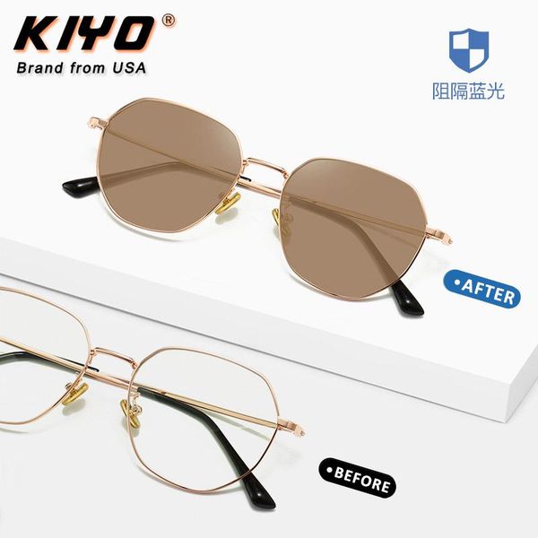 

kiyo brand 2021 new women men polygonal anti blue ligh pchromic sunglasses classic sun glasses uv400 driving eyewear 2897, White;black