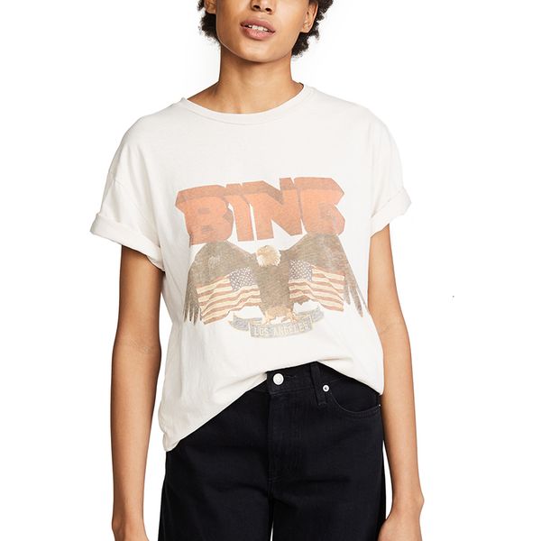 

2021 new elegant vintage eagle impression tshirt feminine france design casual summer short sleeve 100% cotton kawaii clothes ayzi, White