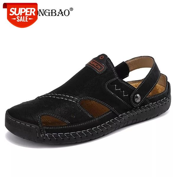 

2021 new summer men sandals breathable beach sandals men casual shoes leather men's flip flop men's shoes size 48 #gj4s, Black