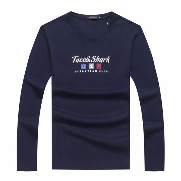 

men's t-shirts taceshark men t shirts 2021 long sleeve cotton clothes round neck shirt brand clothing, White;black