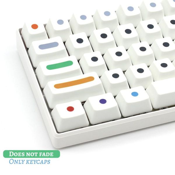 

keyboards 104 keys pbt keycaps dye-sub oem profile personalized minimalist white colorful round dots keycap for gaming mechanical keyboard