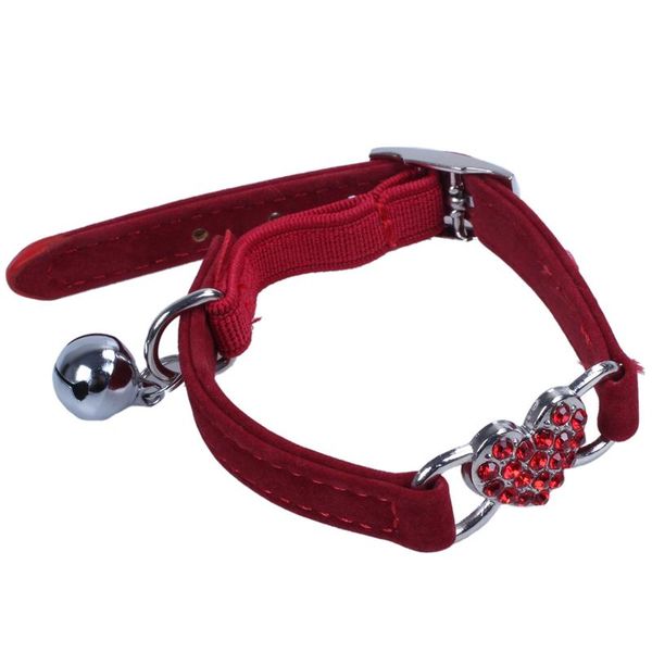 

dog collars & leashes heart charm and bell cat collar safety elastic adjustable with soft velvet material pet product small s red