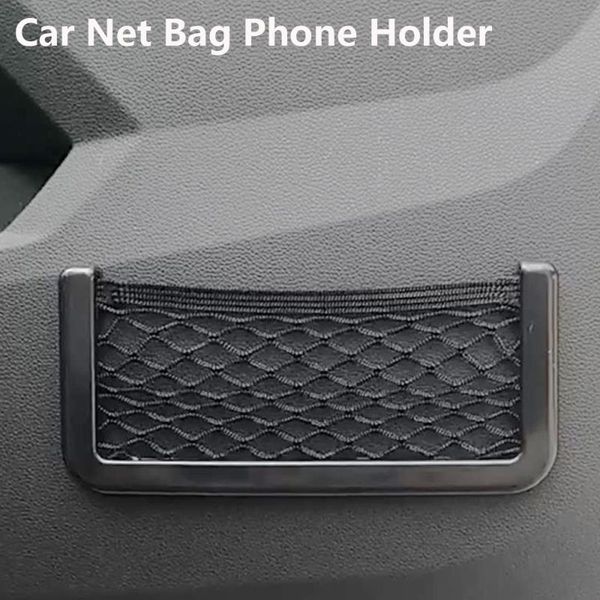 

interior decorations car organizer mesh storage bag auto paste net pocket elastic phone holder accessories universal seat side back sundries