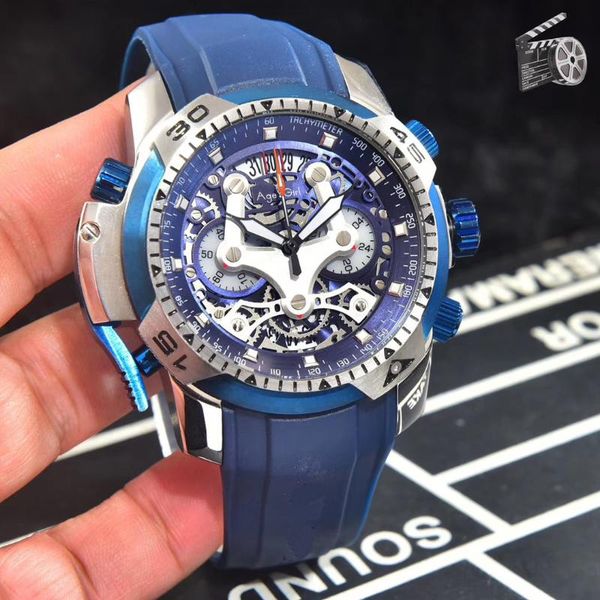 

wristwatches men watch stainless steel black silver titanium rubber grey blue quartz chronograph, Slivery;brown