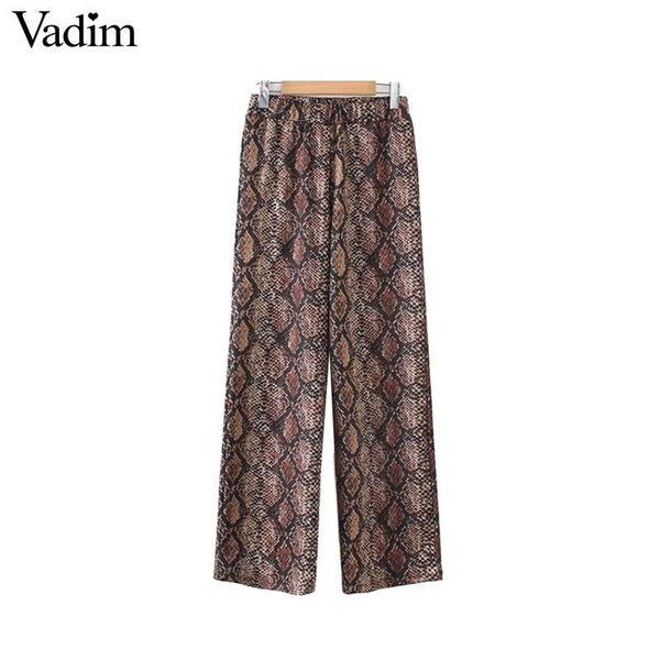 

women's pants & capris vadim women snake print animal pattern elastic waist wild chic vintage casual wear trousers pantalones ka383, Black;white