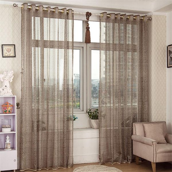 

jacquard hollow sheer curtains for living room leopard print 1 piece window screens polyester fabric elegant bedroom door panel