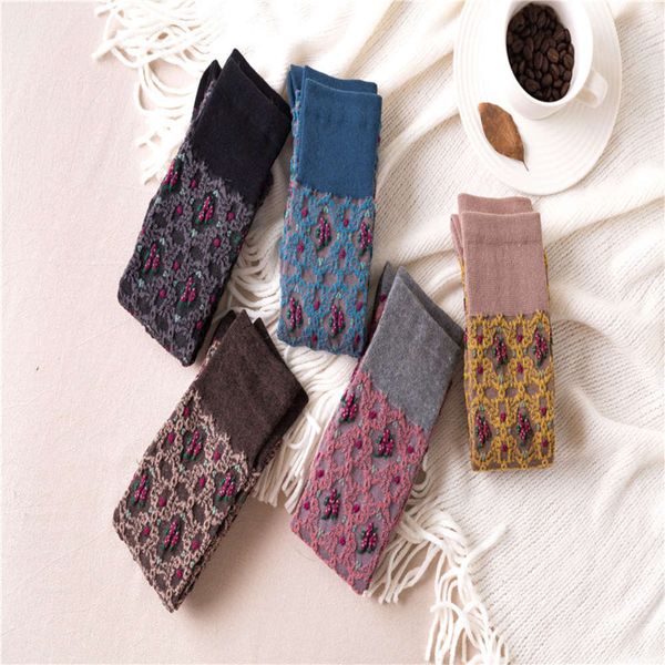 

autumn and winter cotton women's socks japanese fashion calf college style long tube national, Black;white