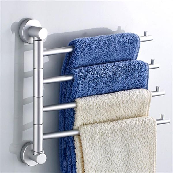 

towel racks folding movable bath bars bathroom aluminum hanger wall mounted 2-4 layers rotatable holder