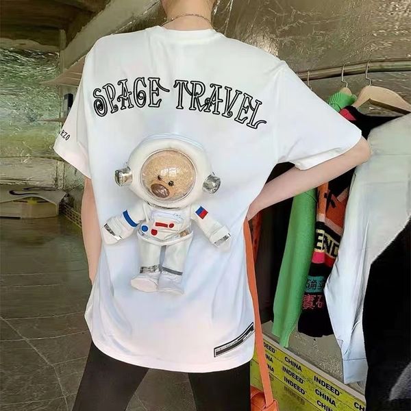 

luxury tracksuits brand t-shirt new astronaut summer 21s 13de bear spring and pendant short sleeve detachable, Gray