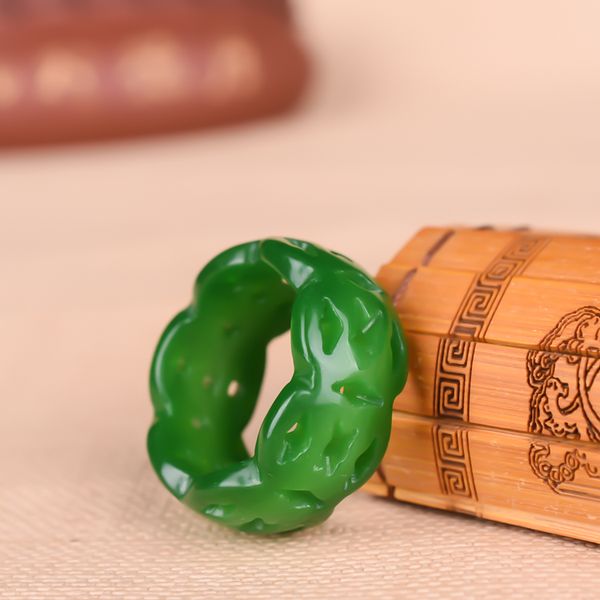 

100% real green jade rings carved brand ring jade stones for men jade jewellery emerald rings jadeite ring, Silver