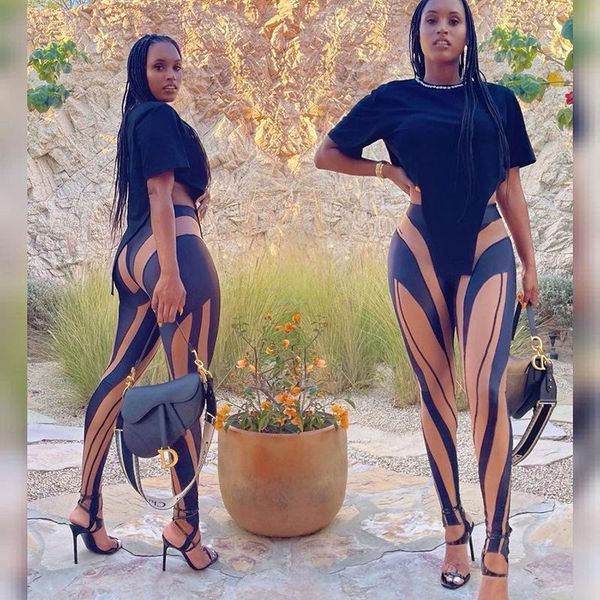 

women's leggings patchwork high waist printing skinny fitness baddie outfits streetwear sporty casual leggins 2021 fashion slim, Black