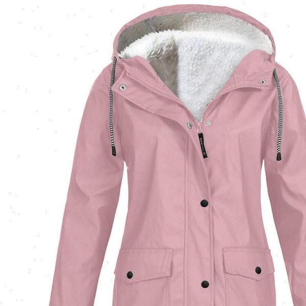 

plus size women jacket coat fleece raincoat autumn winter warm rain coat waterproof windproof hooded camping tour non disposable, Black;brown