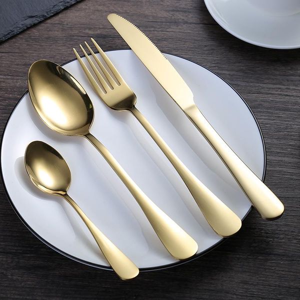 

100set/lot colorful stainless steel dinnerware sets tableware knife fork teaspoon luxury cutlery set tableware set
