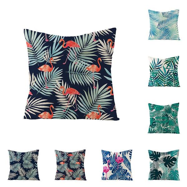 

cushion/decorative pillow wuyi tropical plants decorative pillowcases bird flamingo linen monstera green leaf case flowers cover home decor