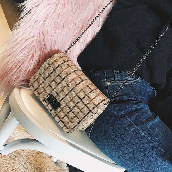 

hbp fashion chic chain bag women's 2021 new korean versatile mini woollen plaid