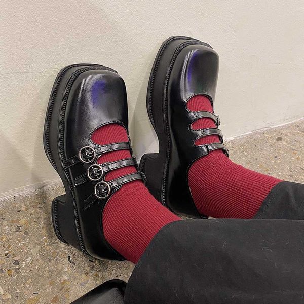 

vintage platform mary janes shoes women plaid inside high heel women pumps round toe goth shoes women lolita platform shoes 2022, Black;white