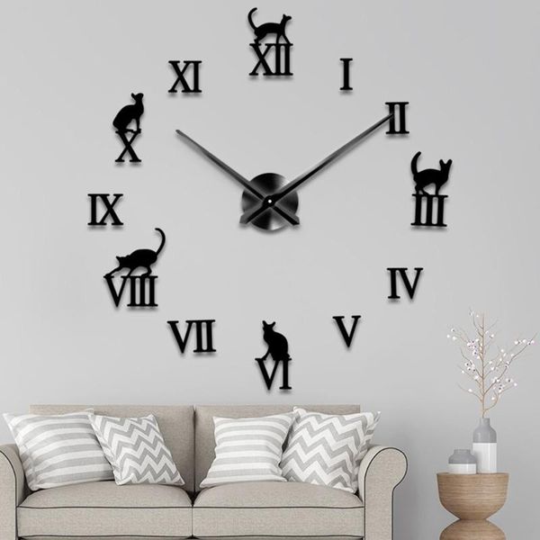 

decorative wall clocks design diy clocks digital living room 3d cat wall sticker modern home decoration living room stickers 40#