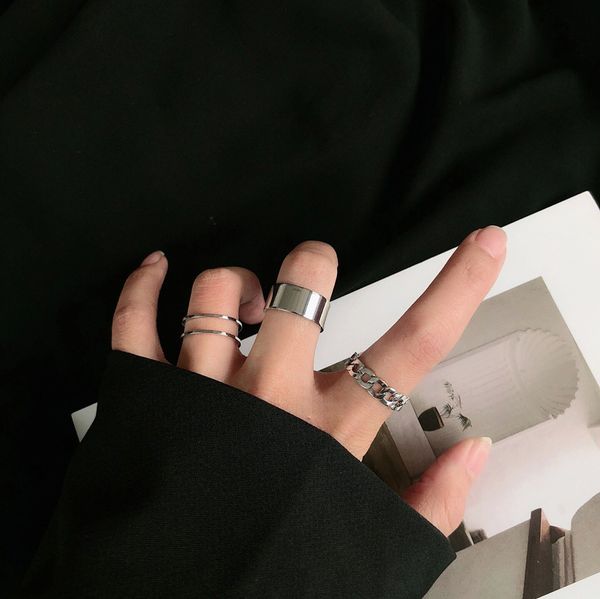 

love ring bin yu 2021 fashion simple design anillos vintage silver color joint rings sets for women korean version, Slivery;golden