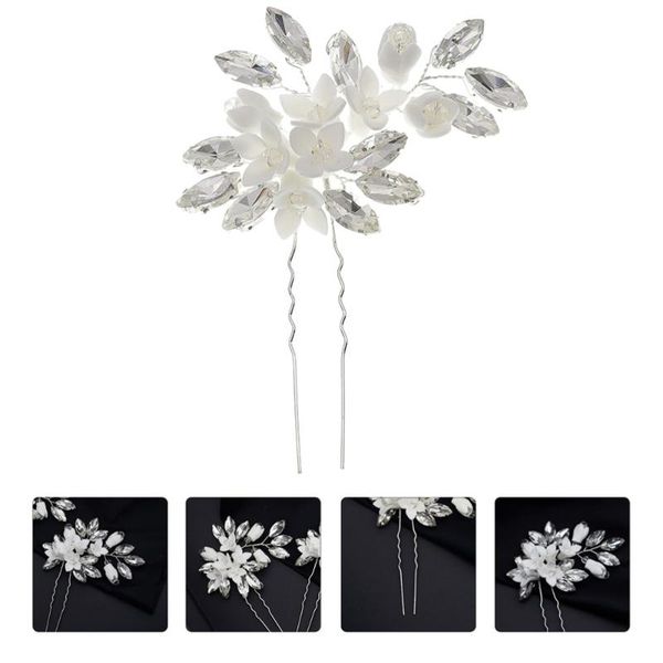 

1pc u-shaped rhinestone hairpin vintage flower hair stick female hair accessory