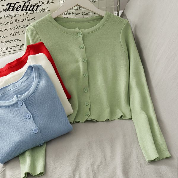 

women knitted shirt pleat button sweet office casual o-neck t-shirt long sleeve solid stripe slim short spring 5bmr, White
