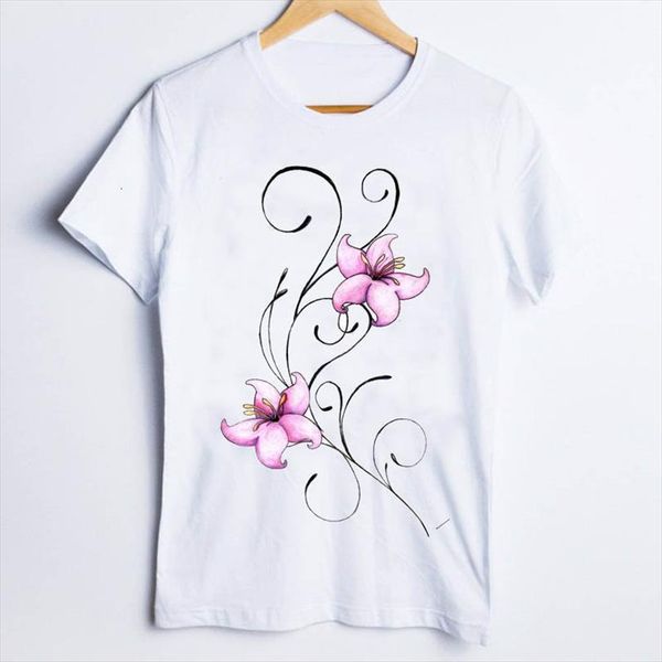

tees and women print men t shirts womens plant floral flower simple style casual fashion clothes lady clothing female, White;black