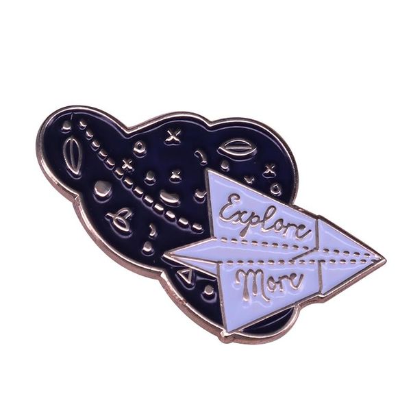 

pins, brooches paper airplane space explore travel lover adventure brooch pins enamel metal badges lapel pin jackets fashion jewelry, Gray