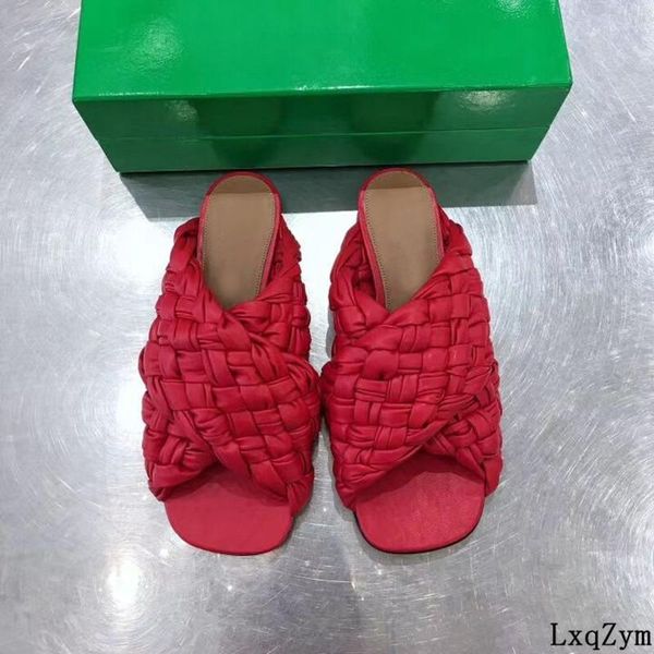 

sandals casual outdoor flat women lazy slip on sliders nature leather woven summer beach slippers female flip flop brands, Black