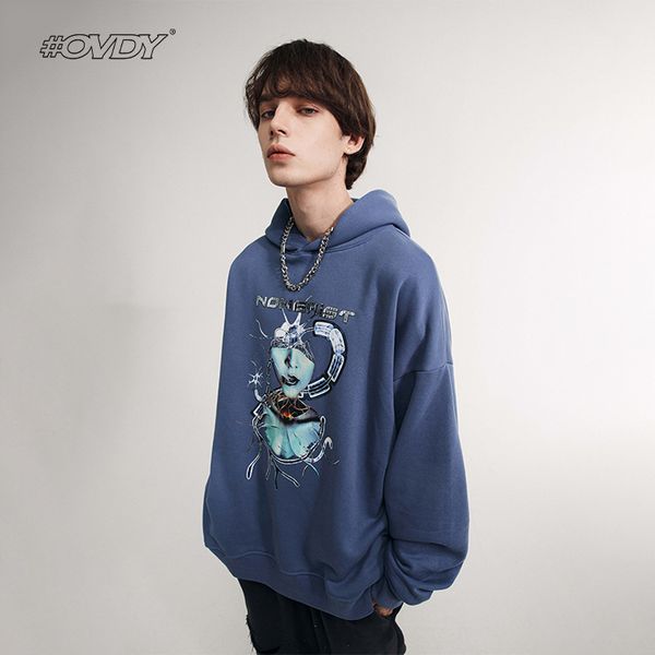 

wxwovdy 2021 autumn and winter new fashion brand funny sci-fi judy print personalized high street hooded sweater men, Black