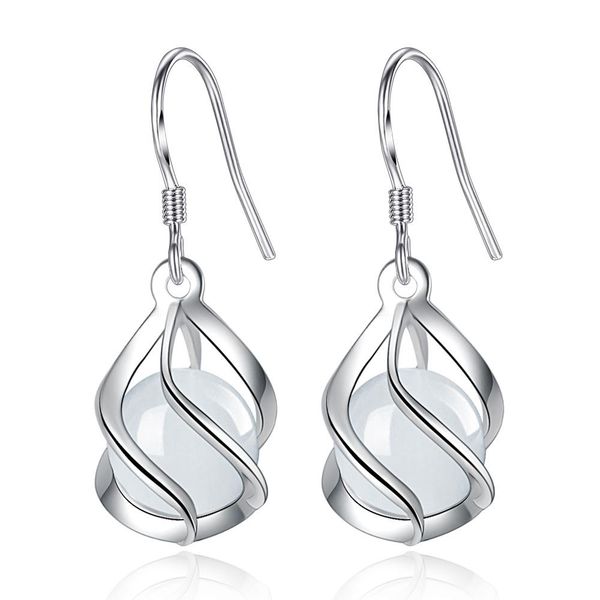 

s925 sterling silver earrings cat eyes opal crystal dangle earring bridal wedding jewelry wholesale