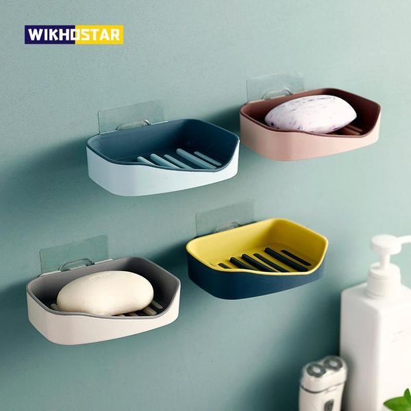 

soap dishes wikhostar wall mounted holder double layer dish sponge drain rack storage stand bathroom accessories set