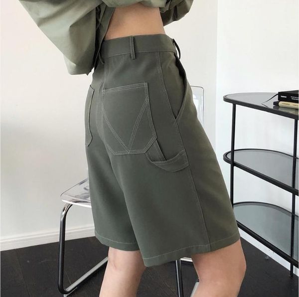 

women's pants & capris woman model cotton shorts safari style, Black;white