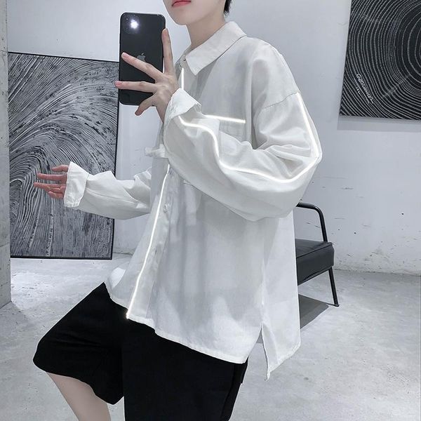 

spring autumn cotton shirt men's korean fashion loose business casual shirt men harajuku streetwear long sleeve men, White;black