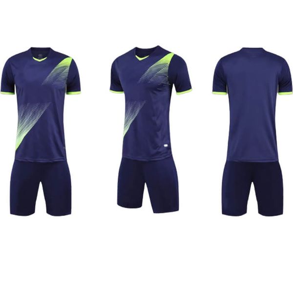 

custom jerseys shorts diy logo name number sponsor soccer kits men's sports training sets deep blue football uniforms for team player