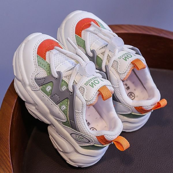 

spring new children sneakers for girls casual shoes kids boys colorful breathable mesh 1-10 years old child 210308, Black