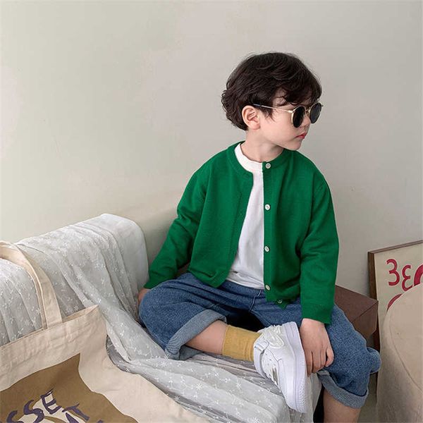

2021 autumn new boys fashion candy colors cardigans sweaters kids soft loose casual knitted coats y1024, Blue
