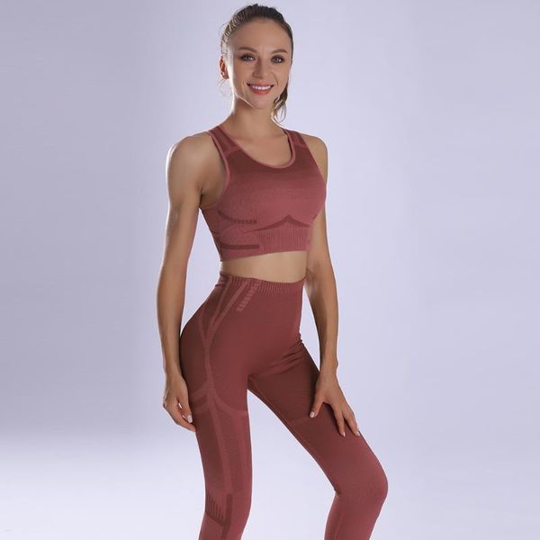 

2pcs seamless yoga set running tracksuits high waist fitness leggings workout outfits gym clothing women sportswear yoga set, White;red