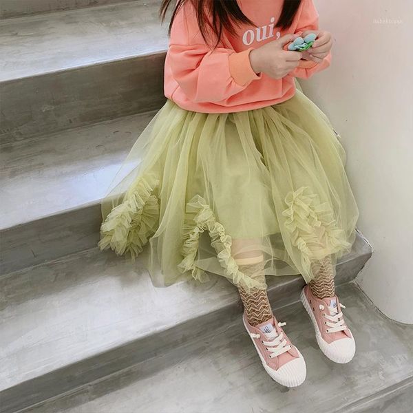 

skirts autumn fashion girls mesh princess flounced 2-7 years kids 2 colors fairy skirt1, Blue