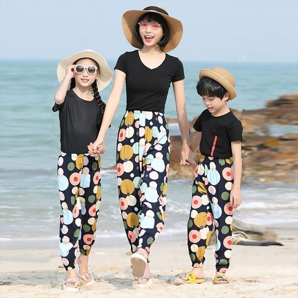 

summer kids harem pants children boys beach wear floral print trousers girls dance clothing pantis bohemian bloomers, Blue