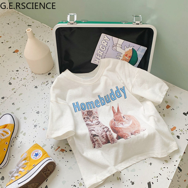 

2022 summer new childrens t-shirt cartoon o-neck cotton casual short-sleeved t-shirt variety of all-match unisex, Blue