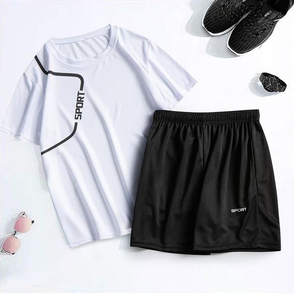 

men's tracksuits fashion shorts set men summer 2pc tracksuit short sweat shirt + sets casual tee shirts sportswear, Gray