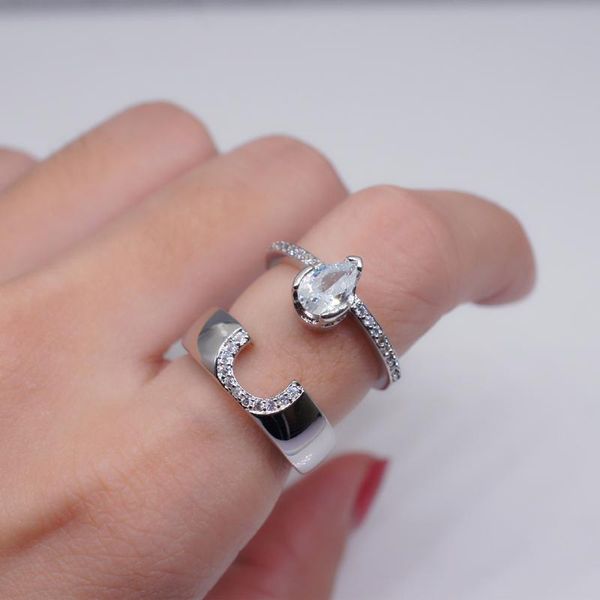 

wedding rings fashion pair silver sets jewelry bridal for women cubic zircon female finger ring engagement party r869, Slivery;golden