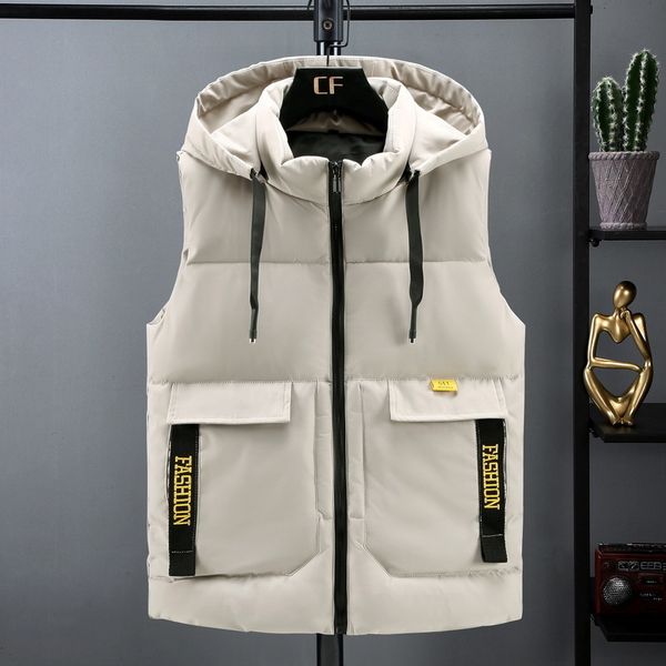 

men's vest new style hooded cotton jacket for autumn and winter, Black;white