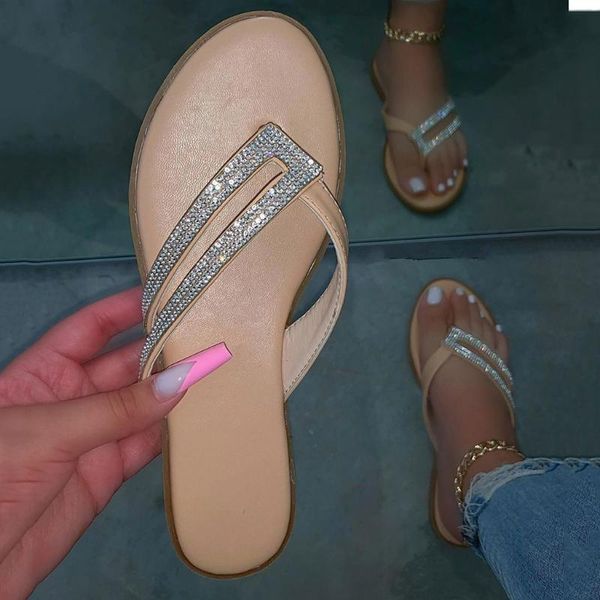 

slippers fashion woman flip-flops open toe rhinestone casual beach women shoes for flats summer #, Black